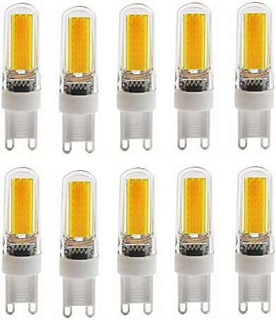 POTTBONS G9 LED COB Bulb 6W dimmable 540LM Warm White Light 3000K Cold White Light 6000K 360 Degree Beam Angle 100V-130V Pendant lamp Table lamp, 10 Pieces-Warm White Light