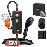 MCEVKELN Type 2 EV Charger 7KW 32A 5 Pin Single Phase 5M Compatible with All IEC 62196 EV Charging Cable Tesla/BYD/MG/Cupra/Polestar Adjustable Current