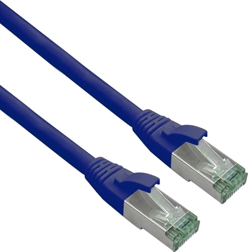 helos Câble patch certifié GRS Cat 6a avec câble brut catégorie 7 TPE bleu 30 m