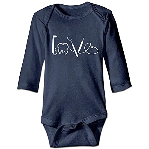 DOQOSESHY Dental Hygienist Love Dentist Baby Climbing 0-24 Months Cotton Bodysuit for Boys and Grils, Long Sleeve-white - Main Image