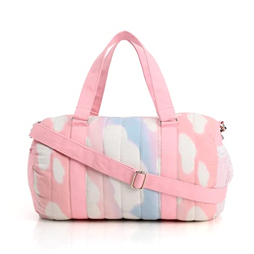 Boho Girl Cloudy Quilted Duffle Bag for Girls | Gym Bag for Women | Travel Bag for Women | Duffle Bag with Detachable Strap and Top Handle | Pack of 1