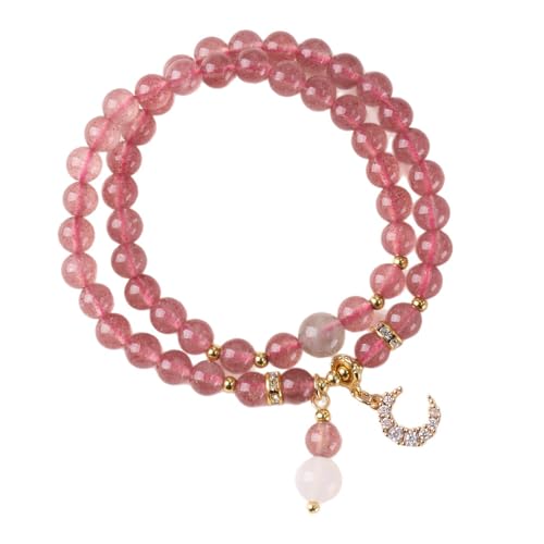Bracelet en agate blanche et perles de fraise naturelles style vintage unique