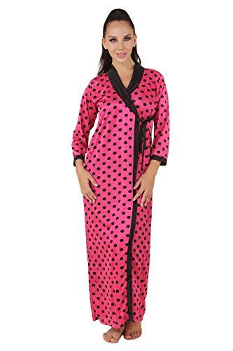 Image of Fasense Women Satin Polka Printed Full Length wrap Gown DP165