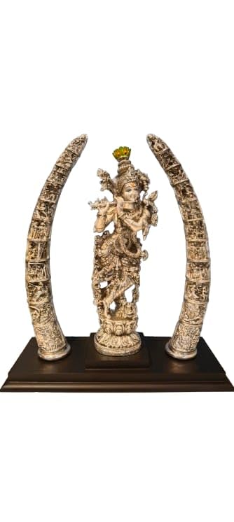 d'mart Exclusif | Krishna with Horn Set | Material: Silver Plated Rasin | Anti-Tarnish Lacquered