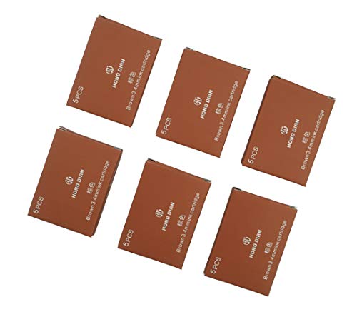 Image of Hongdian Fountain Pen Brown Ink Cartridges Set of 30 Refill Cartridges 3.4 mm Bore