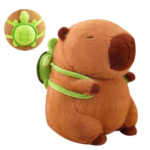 TGKYK Capibara Peluche 23cm con Mochila de Tortuga, Juguete Realista Capybara para Niños, Regalos de Cumpleaños