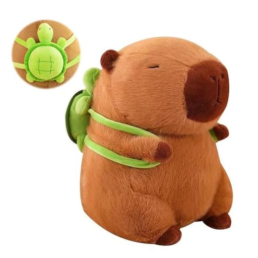 TGKYK Capibara Peluche 23cm con Mochila de Tortuga, Juguete Realista Capybara para Niños, Regalos de Cumpleaños