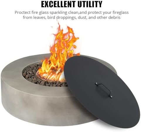 MemoryField Stainless Steel Fire Pit Cover for Bonfire, 28" Round Lid with Handle, Fits Inset Fire Pits, Ideal for Outdoor Patio & Camping, Black - 3