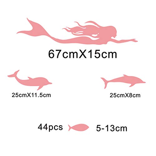 Vinilos de pared peces y sirena rosa para decoración miniatura 6