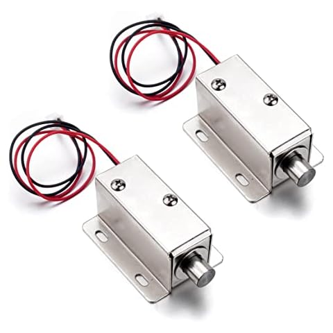 ATOPLEE 2pcs Electromagnetic Solenoid Lock,DC 12V 0.8A Door Drawer Tongue Down Slim Design Assembly Magnetic Lock for Cabinet Door Drawer,55X42X27mm Cover