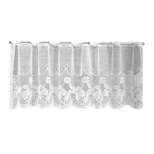 Kelisdi Cortina de encaje semitransparente para cocina, paneles de ventana de privacidad, fácil instalación, poliéster, decoración del hogar, cortinas semitransparentes para cocina