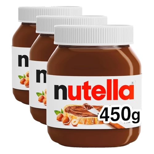 nutella - Nuss-Nugat-Creme, 1 Glas mit 450 g, leckere Haselnuss-Creme als Aufstrich oder für Rezepte (Packung mit 3)