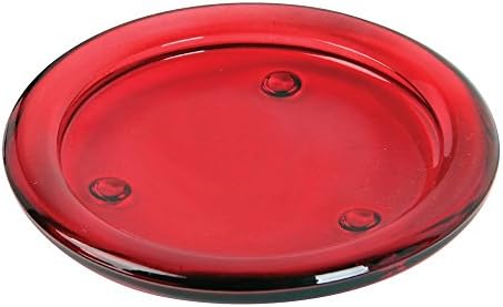 Candle Holder Round Glass Plate Pillar Candle Dish Plant Stand 11 Centimeters Diameter Free Postage (Red)