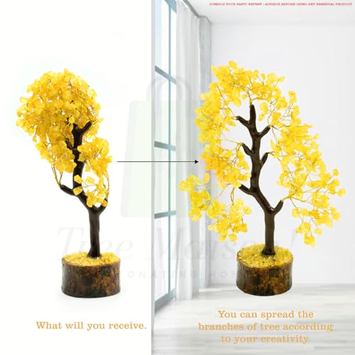 Image of Citrine Crystal Tree with 600 Beads for Wealth & Success | 10 Inches Height | Tree for Prosperity, Good Luck & Positive Energy | Healing Citrine Bonsai for Home