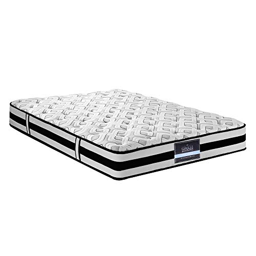 Giselle Bedding Queen Mattress Bed Innerspring Foam Mattresses 24cm Thickness, with 6-Coil Spring System and Breathable Topper, 5Yrs Warranty, Super Extra Firm, White with Vacuum Packed