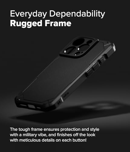 【Ringke】iPhone 16 Pro ケース RUGGED GEAR TPU 落下防止 耐衝撃 米軍MIL規格取得 軽量ケース 頑丈ケース エアークッション ラギッド スマホケース スマホカバー アイフォン16プロ (ストラップホールあり) - Black