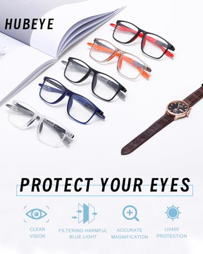 Miniatura 6 de Hubeye 5 Pares Gafas De Lectura Deportiva Para Mujeres Y Hombres Ultraligeras Anteojos De Lectura Gafas Anti Luz Azul 1.50