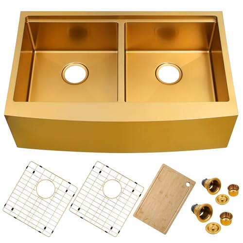 YetCrest 33 Inch Gold Farmhouse Sink