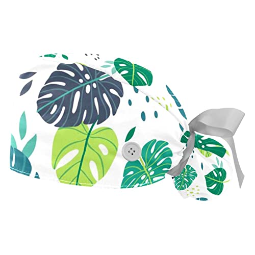 Chapeaux de travail mixtes JDEZ avec bandeau | Casquettes ajustables imprimé feuilles