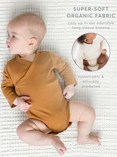 Colored Organics Baby Organic Cotton Kimono Bodysuit - Long Sleeve Infant Side Snap One Piece - Boys and Girls Clothing3