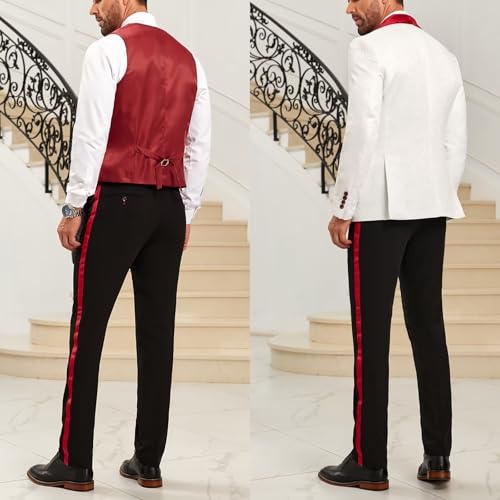 Mens Slim Fit Suit 3 Piece Suits Floral Tuxedos Shawl Lapel Velvet Suit Set for Men Formal Wedding Prom Party Suit3