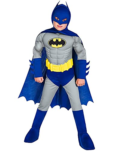 amscan 9908383 Batman Muscle klatka piersiowa, chłopcy, niebieski, szary, wiek: 6-8 lat