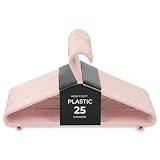 Roe Tenpo Coat Hangers, Pink | Adult Plastic Clothes Hangers for Clothes | Durable & Lightweight | Non-Slip, Space-Saving Design for Shirts, Jackets, Trousers & More (25 Pack)