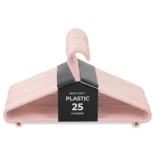 Roe Tenpo Coat Hangers Pink | Adult Plastic Clothes Hangers for Clothes | Durable & Lightweight | Non-Slip Space-Saving Design for Shirts Jackets Trousers & More (25 Pack)