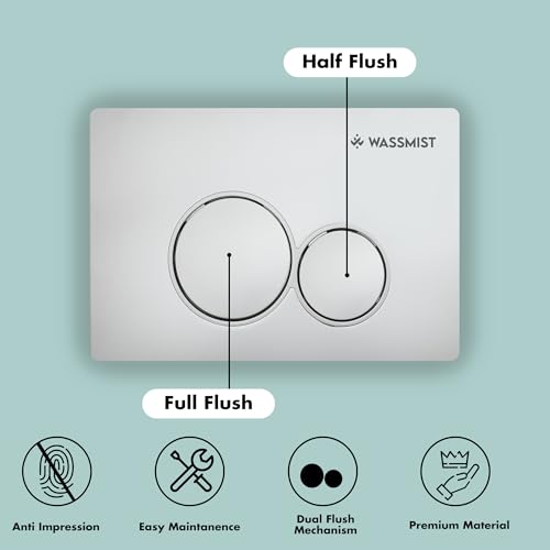 Image of WASSMIST Flush /Push Plate for Concealed Cistern | Dual Flush Push Plate | Durable & Stylish Design for Bathrooms (Round)