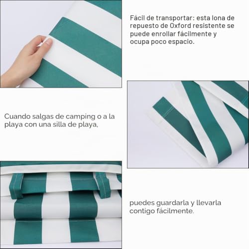 Silla de playa repuesto de tela de algodón con rayas y cojín de patio 7