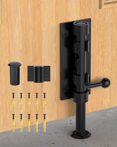 Image of Barrel Bolt Latch, 6 inch Shed Door Latch, Heavy Duty Slide Bolt Gate Latch, Hardware Gate Drop Rod Bolt Lock for Barn Door, Wooden Fence, Courtyard, Backyard, Outdoor (Black - 1pc)