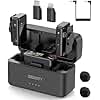DIGIXITY Wireless Lavalier Microphone for iPhone/Android/Camera/PC,AI Noise Canceling Clip-On Mic with Charging Case- Magnetic Dual Mics for Podcast, Vlog, Interview & Video Recording – 492Ft Range
