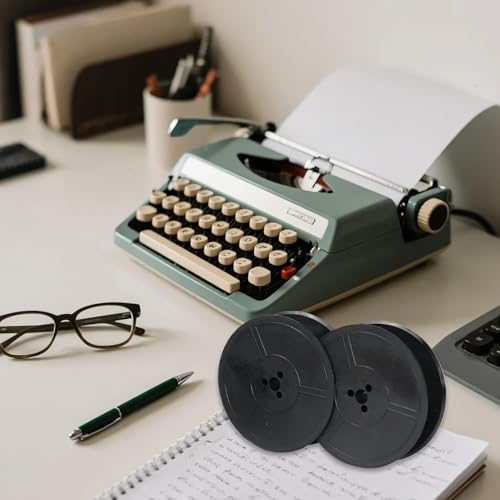 2 Stück Schreibmaschinenband,10M Farbband Schreibmaschine für DIN 2103,DIN 32755 langlebiges Farbband für klare Druckergebnisse, einfache Installation, schwarz