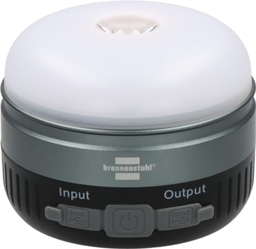 Brennenstuhl Akku LED Outdoor Leuchte OLI 400 AS (Campinglampe IP54 mit 450lm, bis zu 70h Leuchtdauer, dimmbar, 2 austauschbare Akkus 18500, Powerbank, USB C Ladekabel)