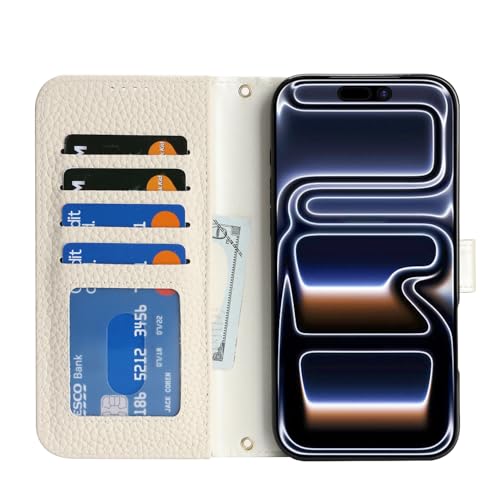 Coque iPhone 17 Pro Max étui portefeuille cuir beige pour vos déplacements - 3