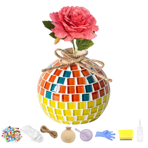 Daity Mosaik bastelset Kinder 7 8 6 10 9 11 Jahre Geschenk Mädchen 6-12 Jahre Mosaik Bastelset Erwachsene Geburtstagsgeschenke für Mädchen 6-12 Jahre Basteln Kleine Mosaikvase für kinder Erwachsene