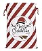 Large Christmas Bags Santa Sacks ~ Eco Friendly Reusable Cotton Designs - XL 27" x 19" Gift Bag Sack Storage Size - Drawstring Closure Choose Your Design by Jolly Jon ® (Candy Cane Stripes)