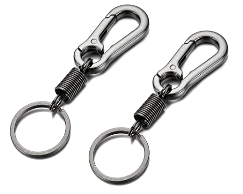 GT//Rotors Carabiner Keychain Ring Keyring Retro Spring Key Chain Holder (2 Pack, Gunmetal Black)