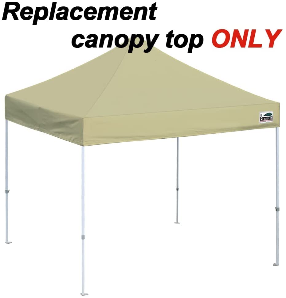 Image of Eurmax USA New 10x10 Pop Up Canopy Replacement Canopy Tent Top Cover, Instant Canopy Top Cover ONLY, Choose 30 Colors,Bonus 4PC Pack Weight Bag (Beige)