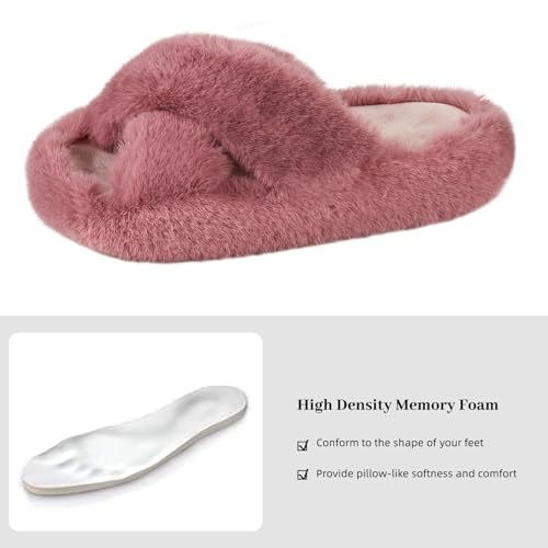 Image of Women's Memory Foam Fluffy Slippers - Cozy Fuzzy Plush Comfortable Shoes