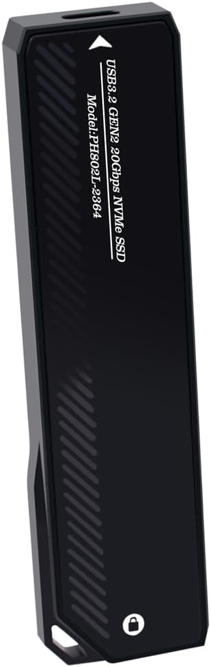JMT 20Gbps M.2 NVMe to Type-C External Solid State Drive Case USB3.2 GEN2 for NVMe M Key 2230 2242 2260 2280 SSD Enclosure (for 2230-2280)