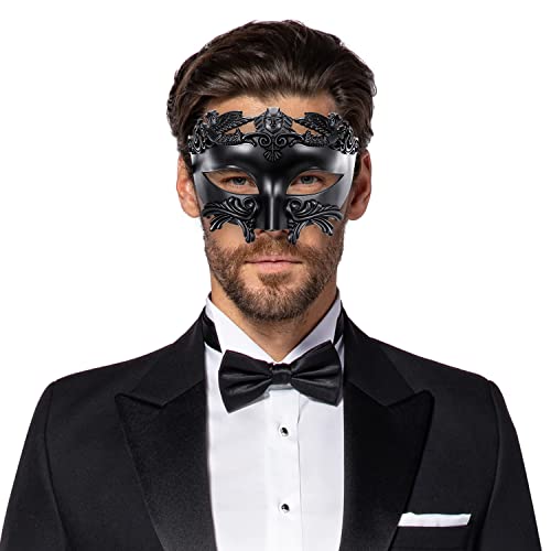 Kefan Halloween Mask Greek Roman Masquerade Mask Mens Venetian Mardi Gras Mask(Black) #TOP1
