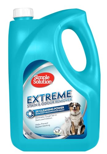 Simple Solution Extreme Pet Flecken- und Geruchsentferner, Enzymatischer Reiniger mit 3X Pro-Bakterien Reinigungskraft - 4Ltr