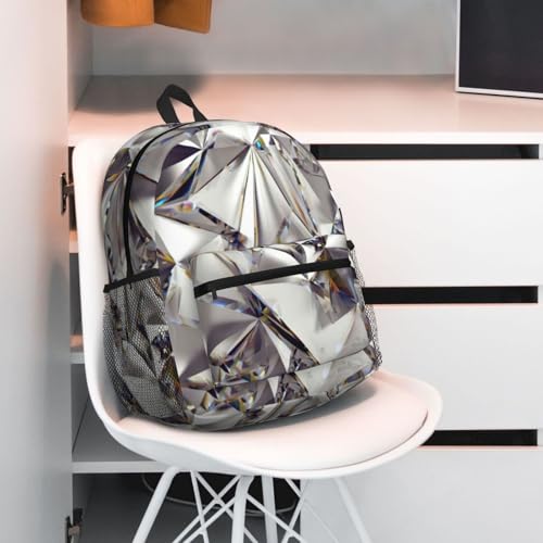 Sac à dos de voyage à double épaule avec compartimentés et motif losanges - 7