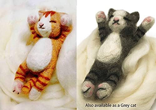 MillyRose Crafts Needle Felting Kit for Beginners  Snoozing Cat Needle Felting kit  Adult Craft Kit with Felting Needles  Full Colour Instructions