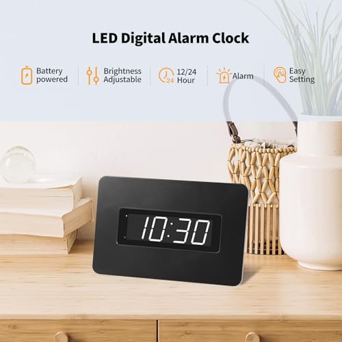 Horloge murale numérique à piles avec écran LED rétroéclairé réglable
