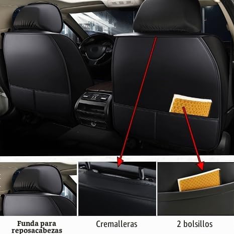 Funda de asiento de coche negra moderna resistente al desgaste 2