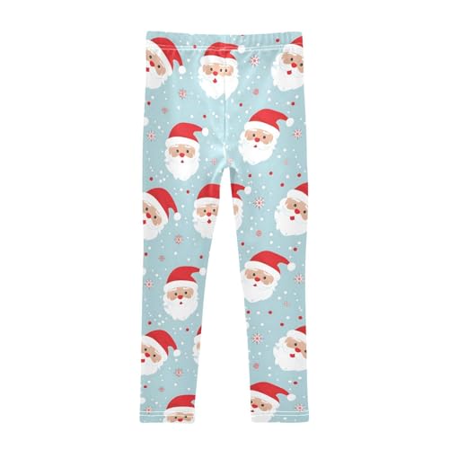 Polka Dot Santa Claus Blue Girls Leggings Ultra Soft Compression Yoga Gym Pants for Kids 4-10T2
