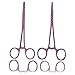 AAProTools 2 Piece Curved & Straight 5.5 Inch Hemostat Set - Stainless Steel Locking Tweezer Clamps - Ideal Hemostats for Nurses, Fishing Forceps, Crafts and Hobby, (Pink & Black Checkers Coated)