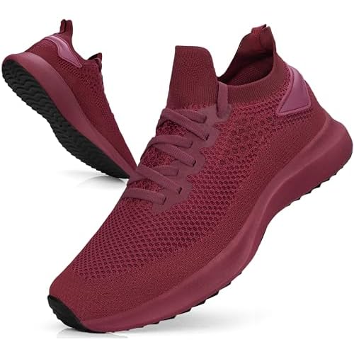 Giniros Zapatillas Hombre Zapatos Running Transpirables Casual Bambas Deportivas Hombre Gimnasio Fitness Gym Atlético Trekking Trabajo Tenis Correr Jogging Rojo 45EU